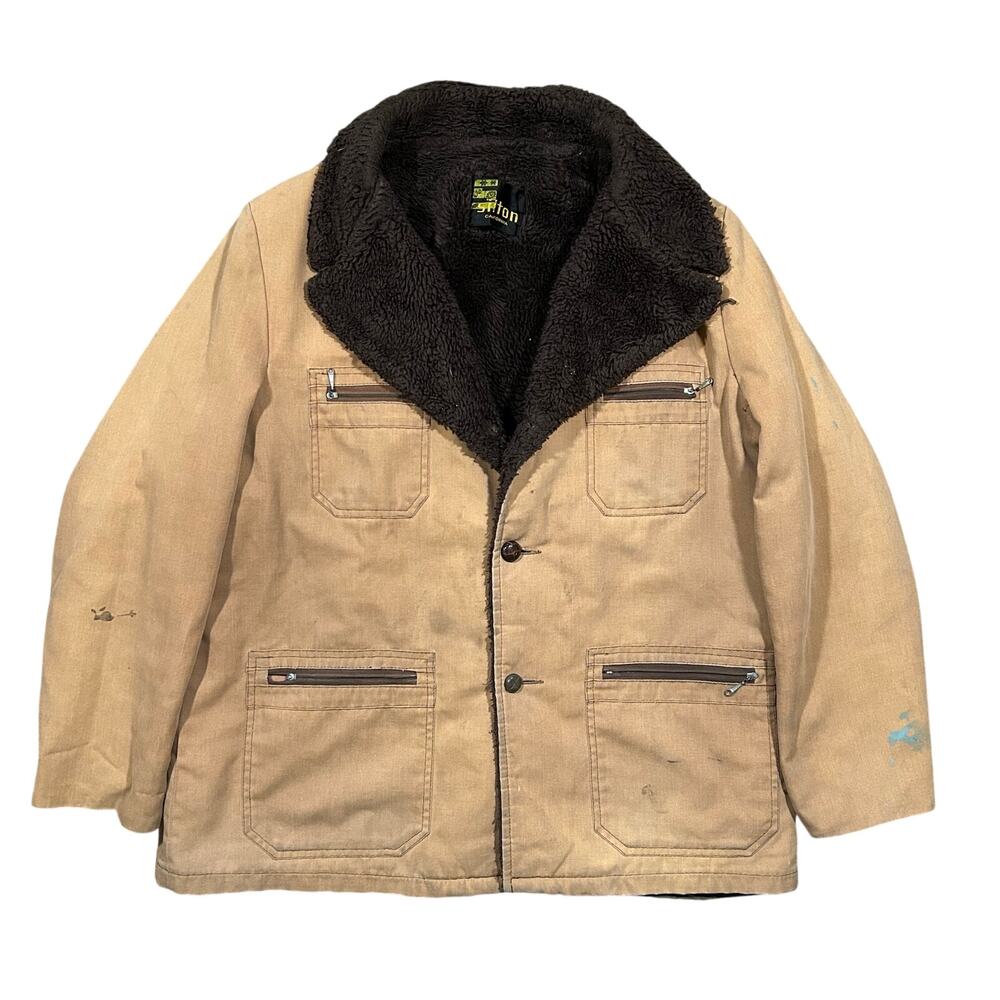 True Vintage 60s 70s Silton California Jacket Mens XL Sherpa Lined Four Pocket